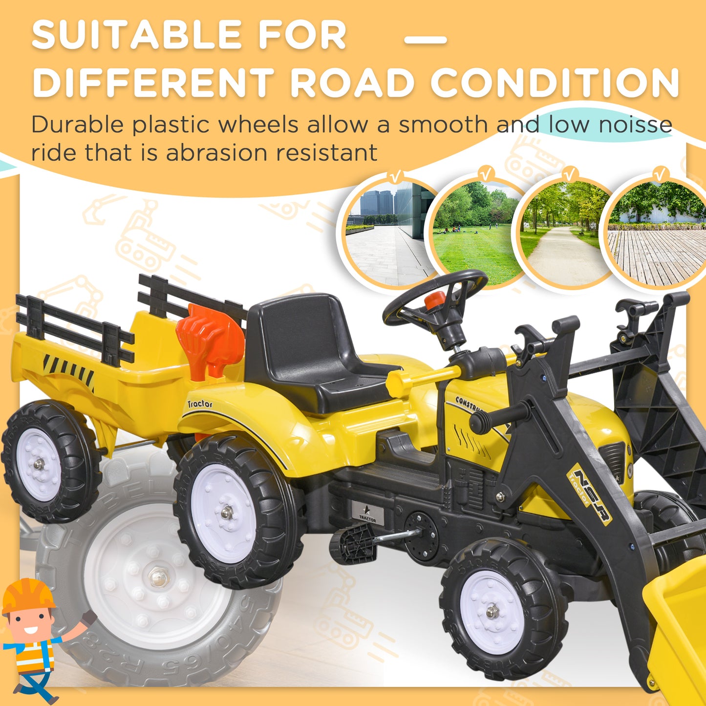 US Local Ride-On Kids Bulldozer/Excavator Toy with Real Working Dirt Bucket