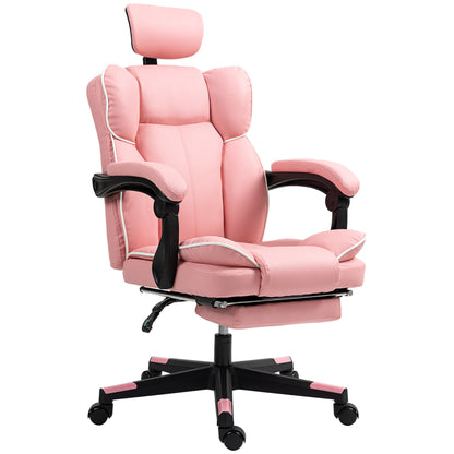 US Local PU Leather Office Chair, Executive Desk Chair With Headrest, Foot Rest, Swivel Wheels, Reclining Computer Chair