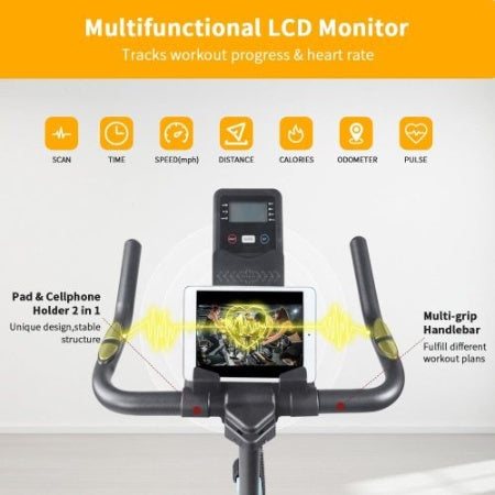 US Local Stationary Bikes For Home Spin Indoor Exercise Bike With LCD Monitor And Comfortable Seat Cushion For Home Gym Cardio Fitness Training