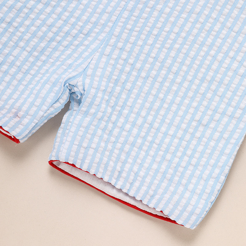 US Local Infant Baby Boy 4th Of July American Flag Smocked Romper Summer Sleeveless Jumpsuit For Independence Day & Memorial Day Celebrations