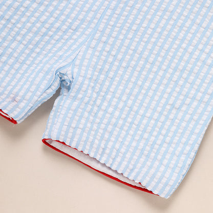 US Local Infant Baby Boy 4th Of July American Flag Smocked Romper Summer Sleeveless Jumpsuit For Independence Day & Memorial Day Celebrations