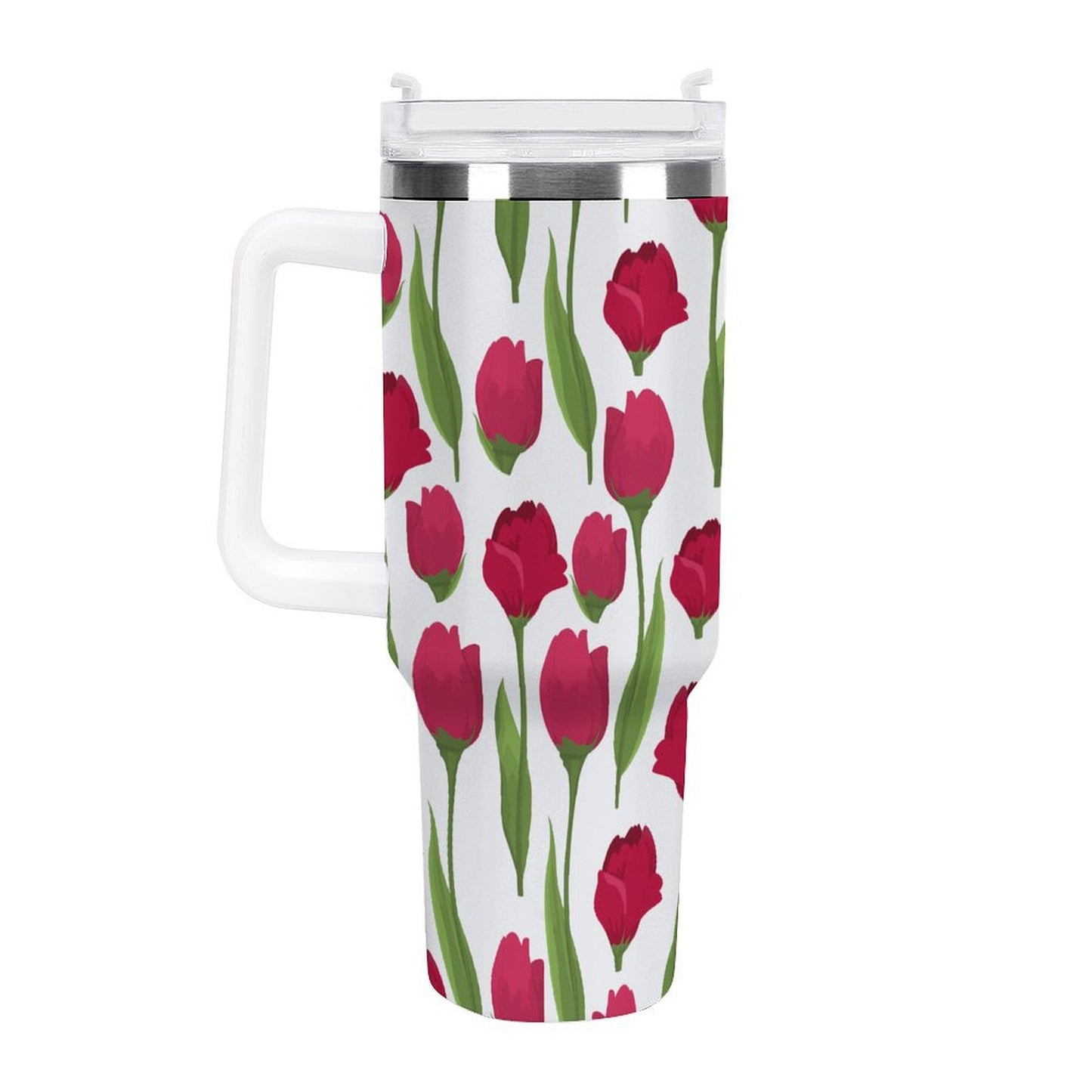 PHDT00445 POD US Local Tumbler 40 oz Large Capacity Car Cup Roses, Red Green