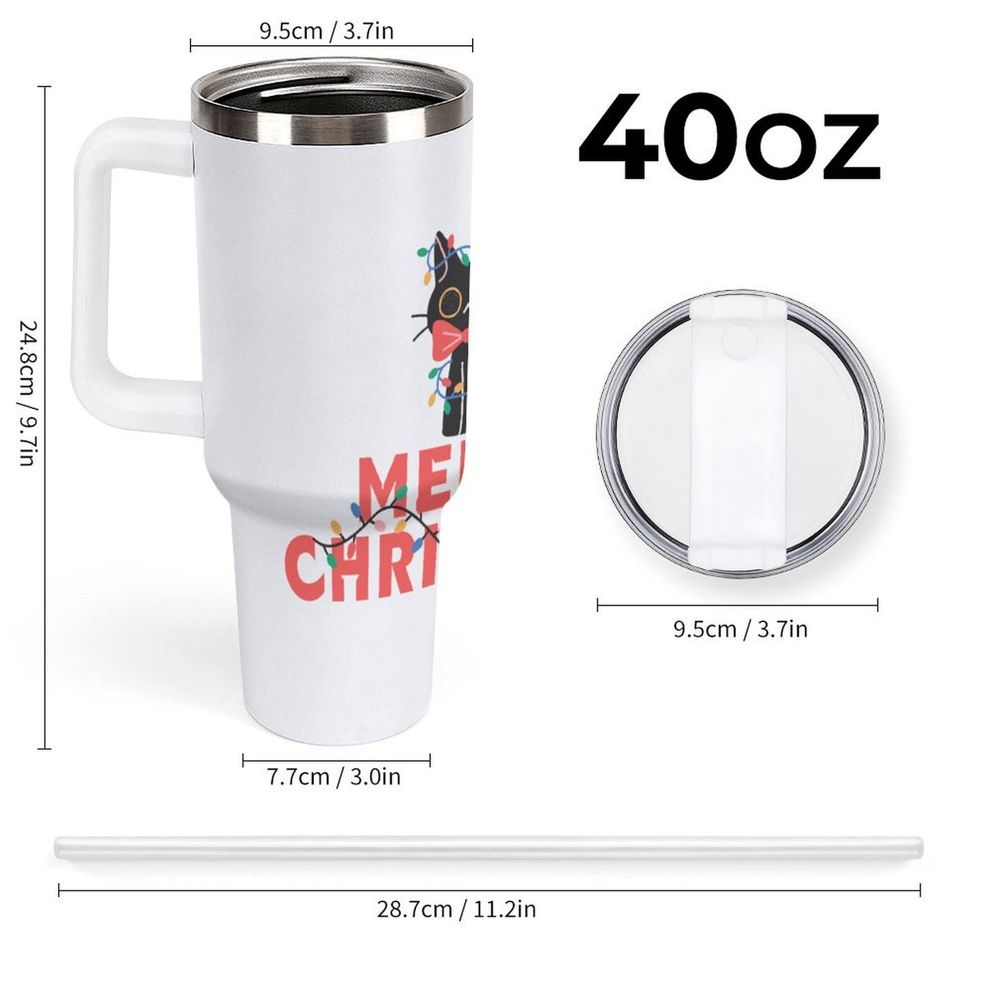 PHDT00336 POD US Local Tumbler 40 oz Large Capacity Car Cup Christmas, Lantern, Cat