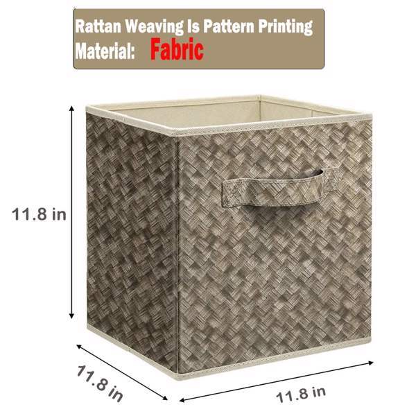 US Local 12 Inch Foldable Cube Storage Bins Set Of 6, Closet Organizers Bins And Storage Box For Toy Clothes-Brown