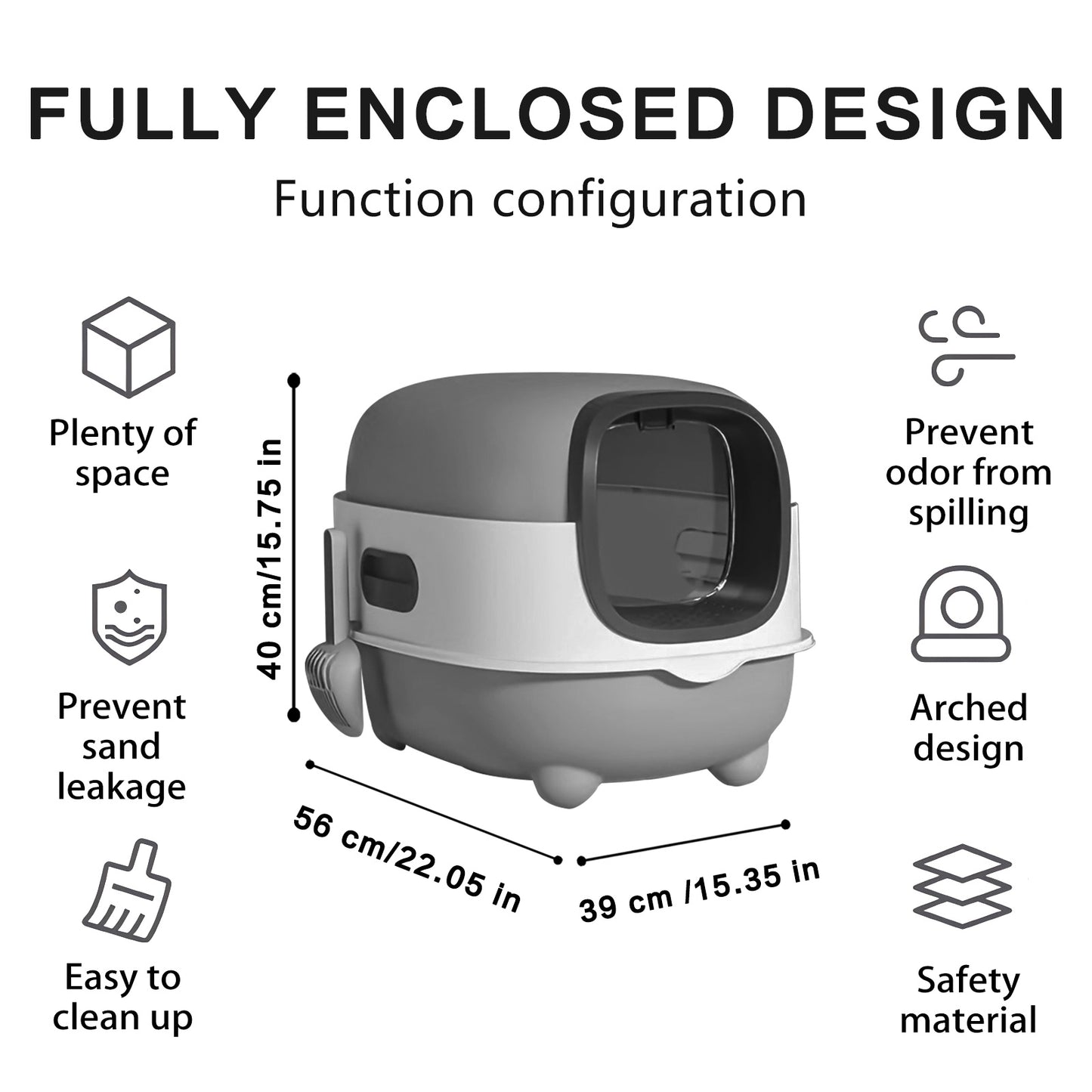 US Local Splash Proof Cat Litter Box Splash Proof Cat Litter Box Closed Cat Litter Box With Lid, Easy To Clean Drawer Design, Odor Control, Space Saving Pet Waste Solution, Splash Proof Cat Toilet Front Entran
