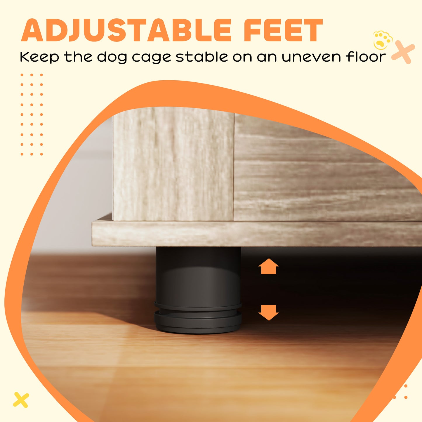 US Local 39 Dog Crate Furniture With 2 Doors, Adjustable Non-slip Foot Mats, For Large Dogs, Walnut Brown