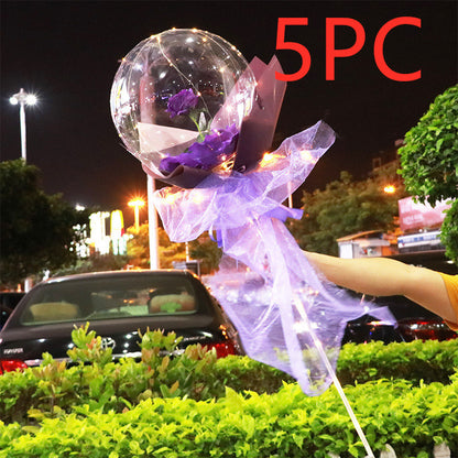 US Local LED Luminous Balloon Rose Bouquet Transparent Bobo Ball Rose
