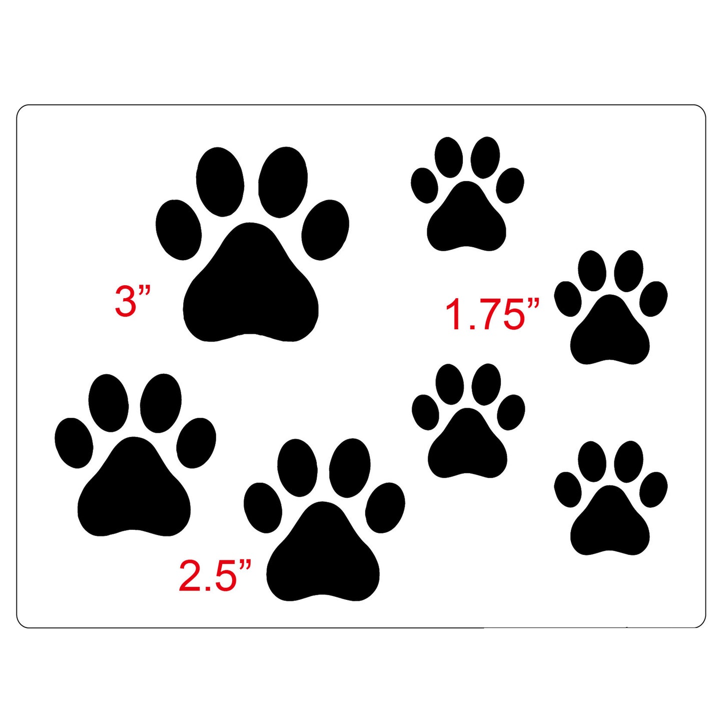 US Local Two Counts Dog Paw Cat Paw Print Stencils Sheet Template, Various Paw Print Sizes,