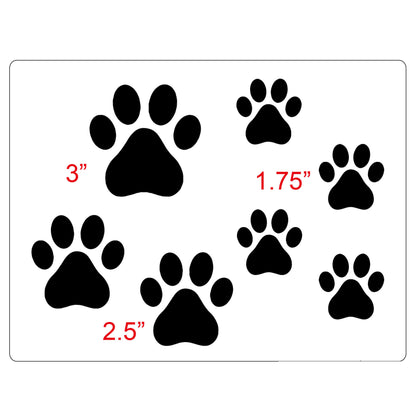 US Local Two Counts Dog Paw Cat Paw Print Stencils Sheet Template, Various Paw Print Sizes,