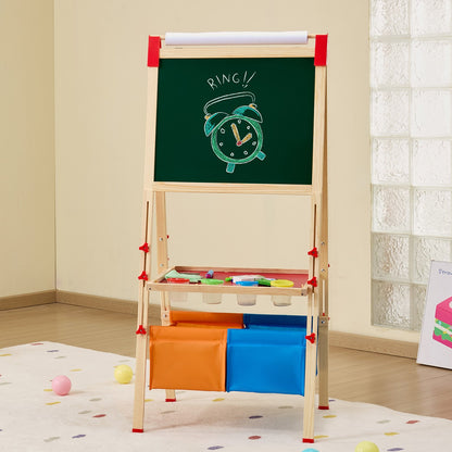 US Local 3-in-1 Kids Art Easel Double-Sided Wooden Magnetic Whiteboard Chalkboard