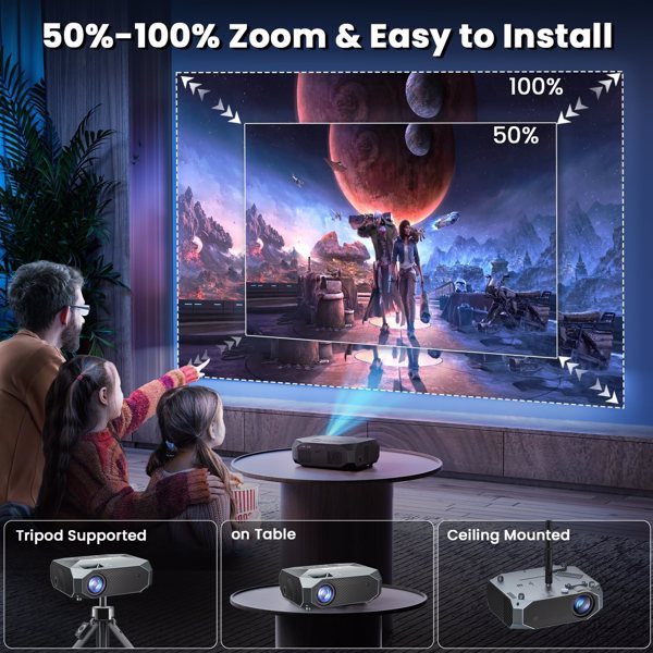 US Local Projector With 5G WiFi And Bluetooth, Native 1080P, Supports 4K, Suitable For Mobile Phones,PCs,TV Sticks,PS5