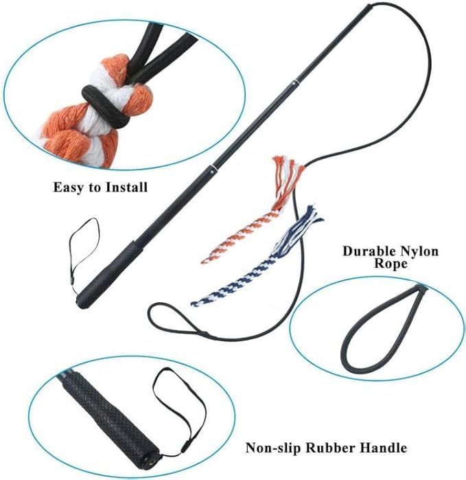 US Local Dog Extendable Teaser Wand Pet Flirt Stick Pole Puppy Chasing Tail Interactive Toy For Small Medium Large Dogs Training Playing Exercise