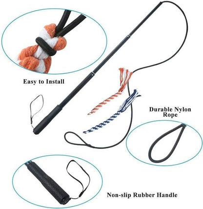 US Local Dog Extendable Teaser Wand Pet Flirt Stick Pole Puppy Chasing Tail Interactive Toy For Small Medium Large Dogs Training Playing Exercise