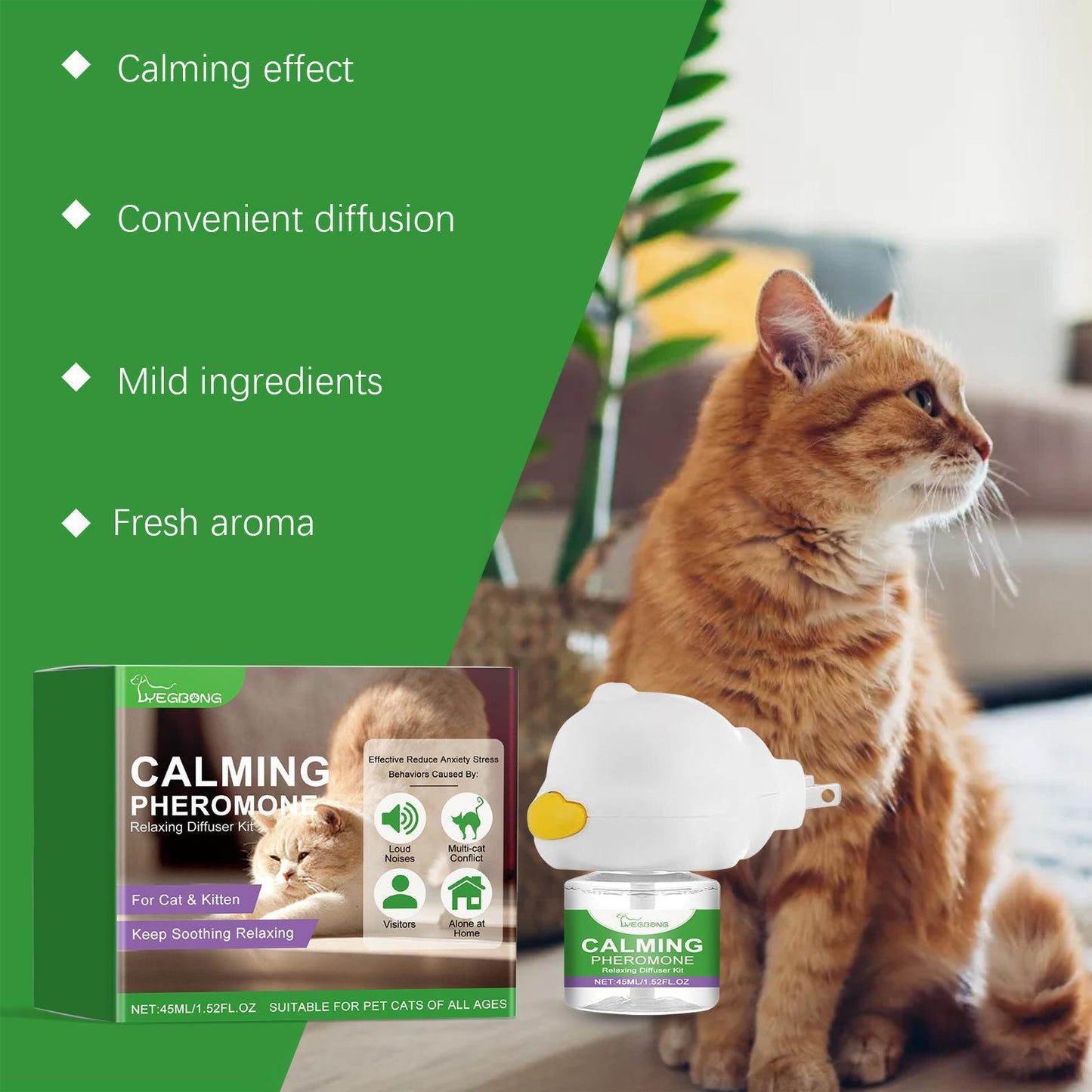 US Local Yegebang Cat Emotional Care Set Pet Cat Soothing Calm Estrus Irritability Mood Noise Reduction Care