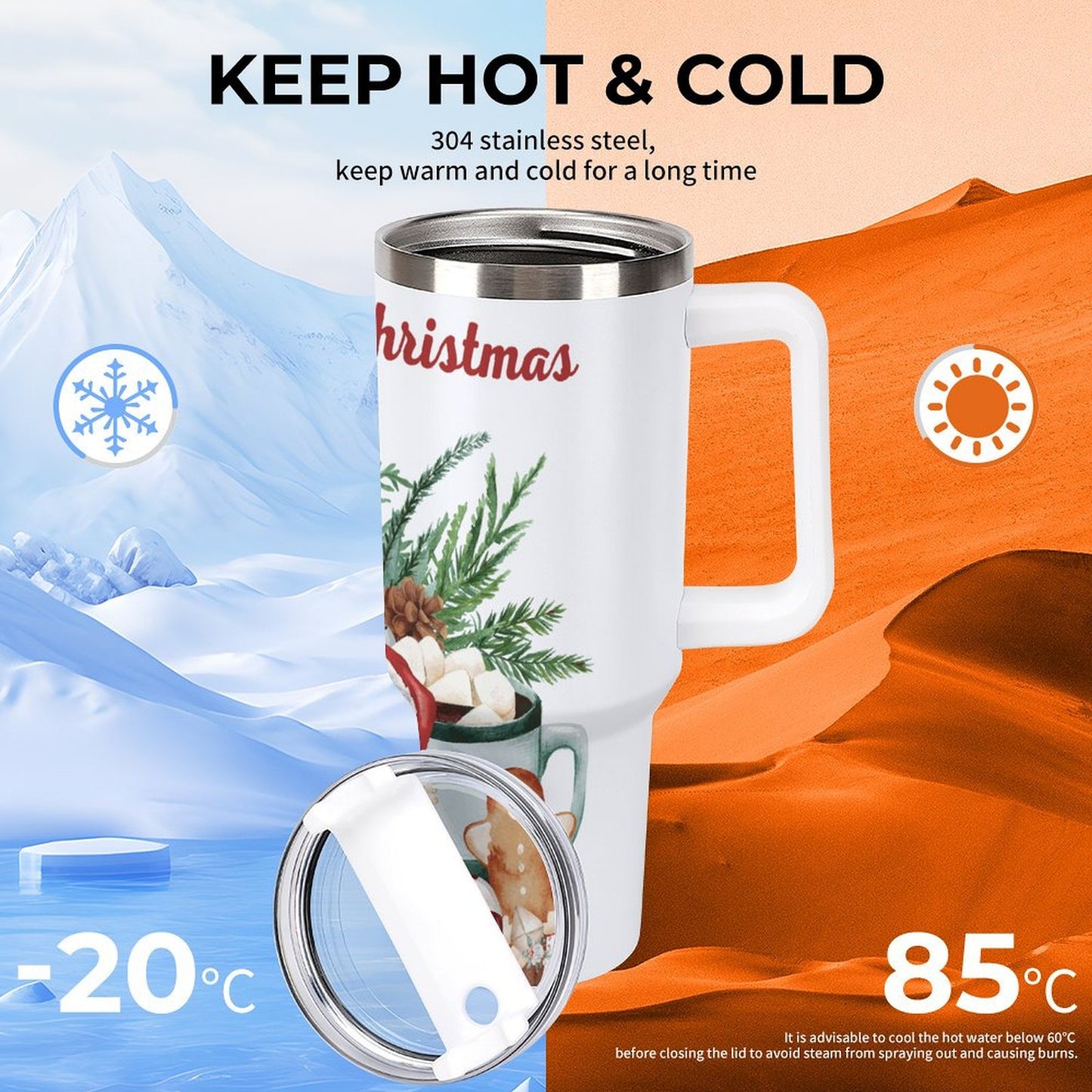 PHDT00340 POD US Local Tumbler 40 oz Large Capacity Car Cup Christmas, Santa Claus