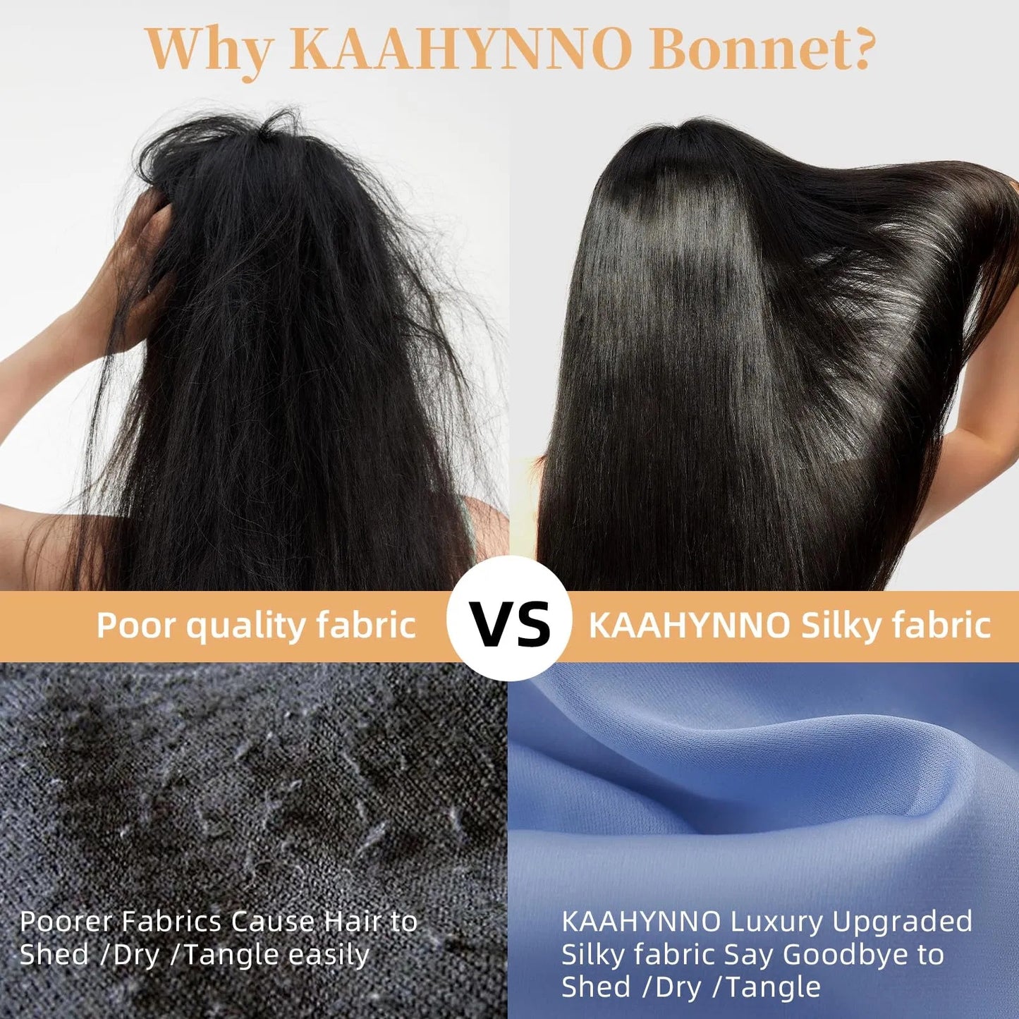 US Local Silk Bonnet For Sleeping Women, Satin Hair Bonnet For Sleeping For Wavy Curly Natural Hair Women Men - Blue