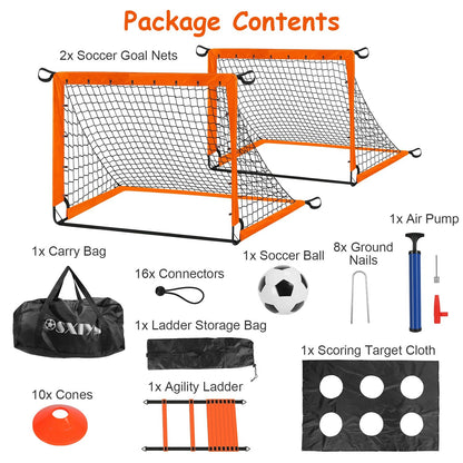 US Local 1Set Kids Soccer Goals Set For Yard Portable Soccer Training Equipment With Cones Agility Ladder Target Carry Bag For Toddler Outdoor Sport Play