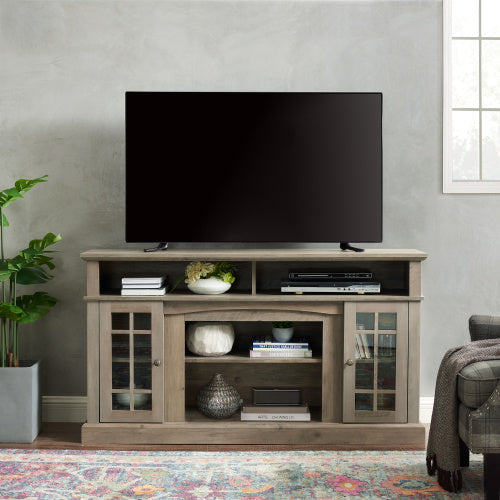 US Local Classic TV Media Stand Modern Entertainment Console For TV Up To 65 With Open And Closed Storage Space, Gray Wash