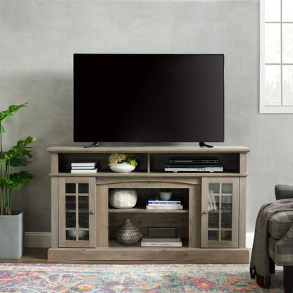 US Local Classic TV Media Stand Modern Entertainment Console For TV Up To 65 With Open And Closed Storage Space, Gray Wash