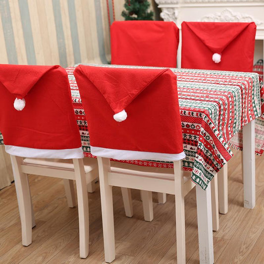US Local 4pcs 12pcs Christmas Chair Covers Santa Hat Chair Covers Christmas Chair Back Covers