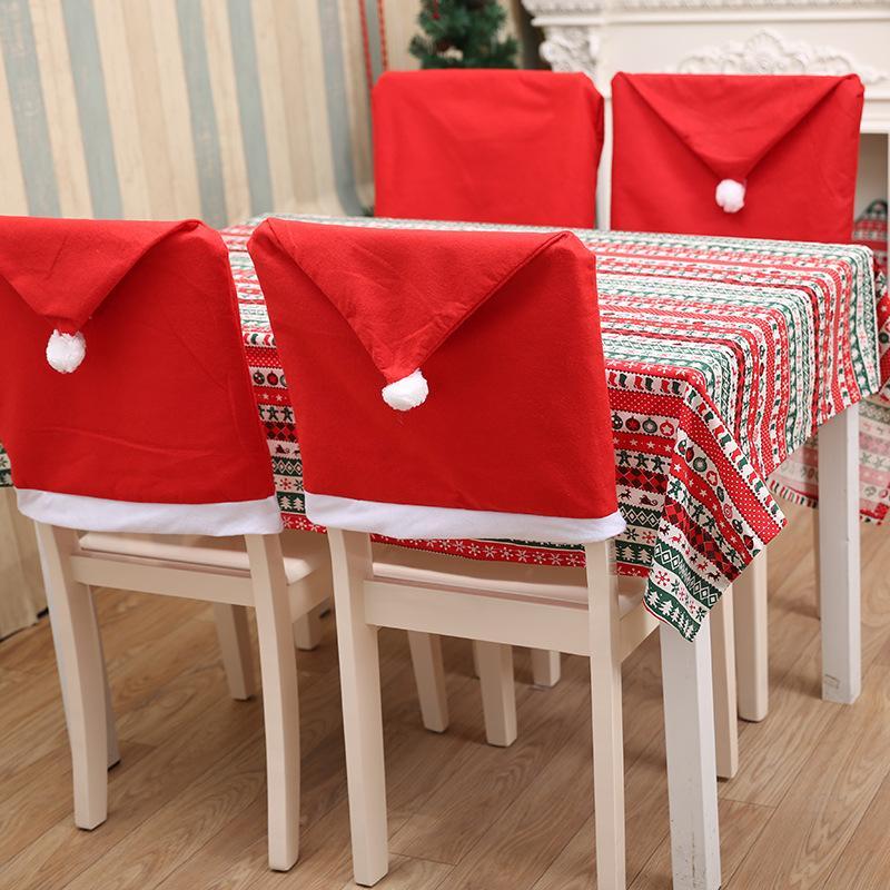 US Local 4pcs 12pcs Christmas Chair Covers Santa Hat Chair Covers Christmas Chair Back Covers