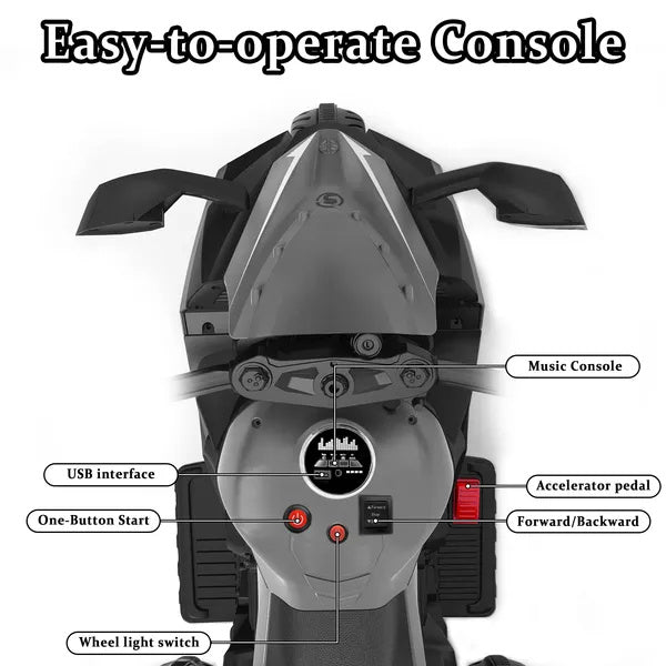 US Local Motorcycle For Kids, 12V Electric Ride On Motorcycle For Brithday Gifts, Kids Motorcycle With LED Lights, Music