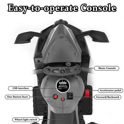 US Local Motorcycle For Kids, 12V Electric Ride On Motorcycle For Brithday Gifts, Kids Motorcycle With LED Lights, Music