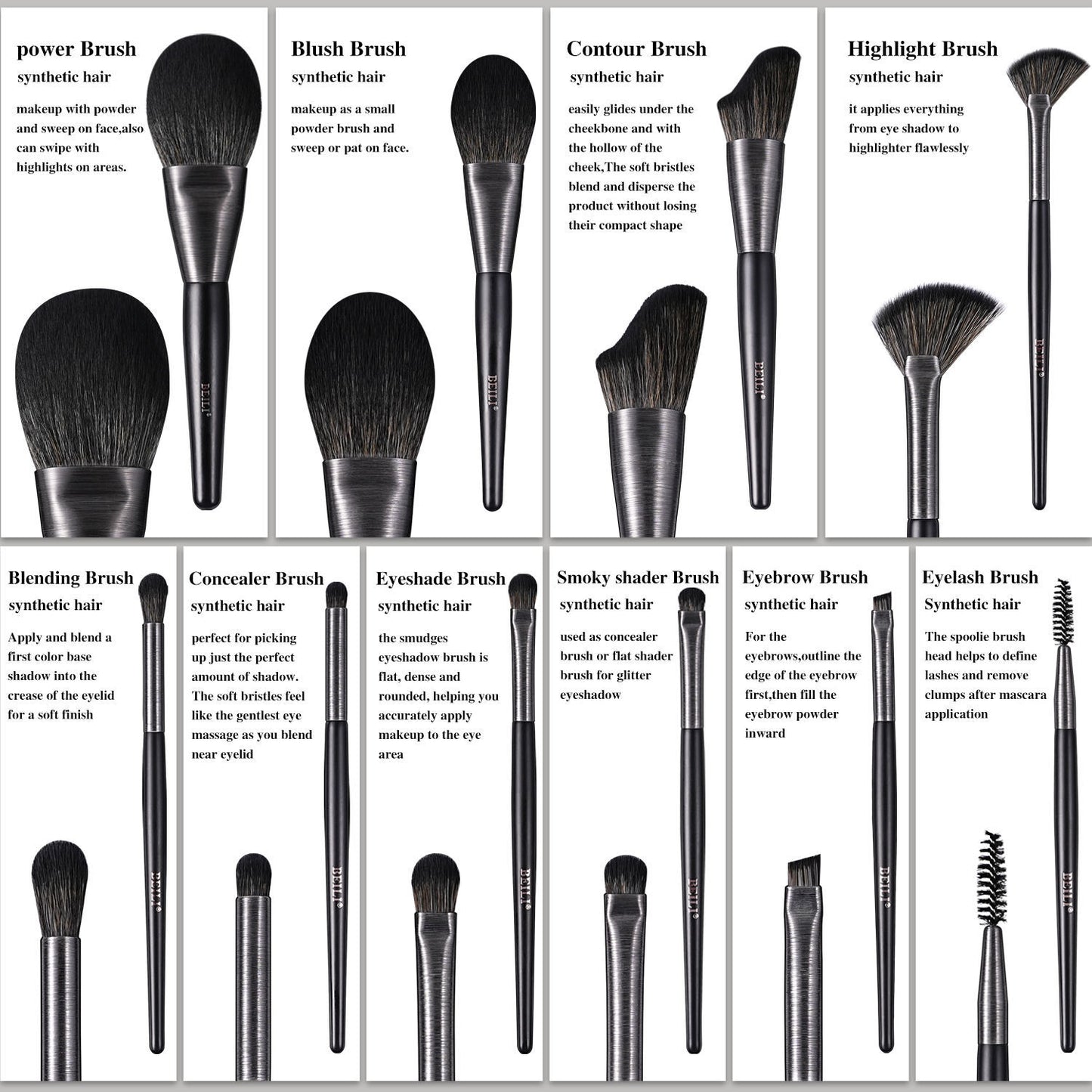 US Local High-quality Makeup Brushes With Wooden Handles, Premium Natural 10pcs Makeup Brushes.