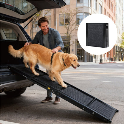 US Local Dog Ramp For Car 65x17 Large Folding Pet Stair Ramps For Truck, SUV, With Non-Slip Surface, Up To 250LBS, Outdoor Dog Car Ramp For Medium Large Dogs, Portable Pet Steps