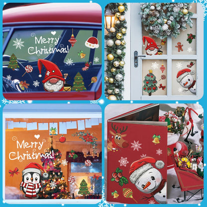 US Local Christmas Window Clings 242Pcs Double Sided Christmas Window Stickers Reusable 9 Sheets Snowflake Santa Snowman Window Clings Decals For Xmas Home School Office Decorations Clearance