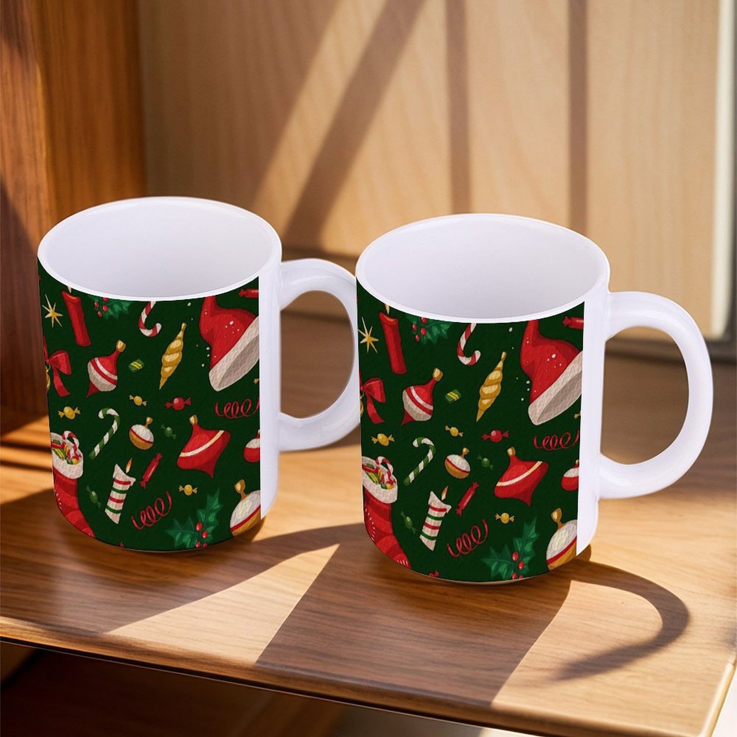 POD US Local White mug with full print, Christmas Sock 0086