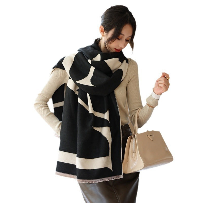 US Local Female Versatile Fashion Thickened Warm Cashmere Scarf