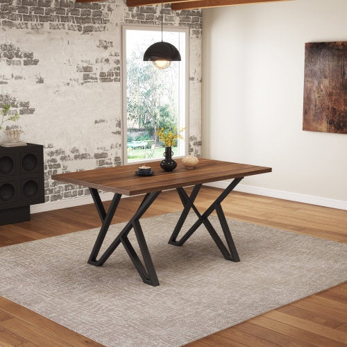 US Local Indoor Dining Table With Metal Legs,Walnut