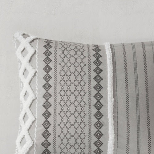 US Local Full Queen Cotton Printed Duvet Cover Set With Chenille