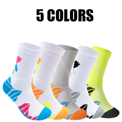 US Local 5 Pairs For Men Compression Running Socks Athletic Socks  With Cushion Basketball Sport Socks Anti-odor And Anti-slip For Running Fitness Hiking And Cycling