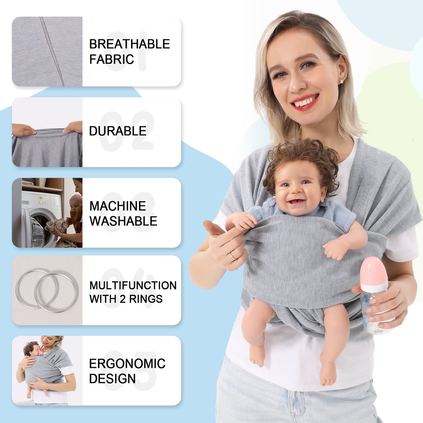 US Local Baby Carrier Front Wrap Scarf Baby Carrier Bag Multi-functional Baby Carrier Front And Back Dual