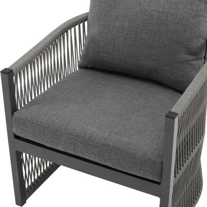 US Local Set Of 2 Modern Gray Curved Aluminum Lounge Chair With Stylish Rope-Weave Design And Cushioned Comfort, Perfect For Outdoor Living