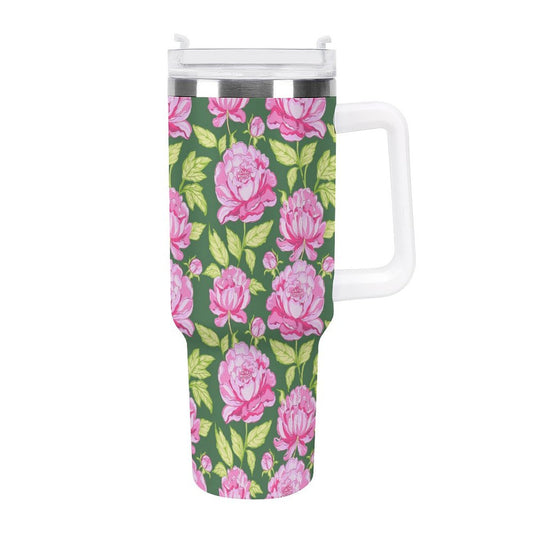 PHDT00430 POD US Local Tumbler 40 oz Large Capacity Car Cup Pink, Peony, Pink Green
