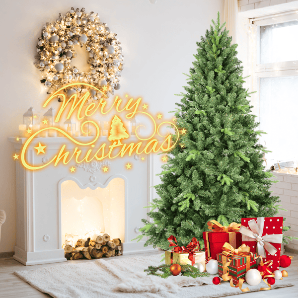 US Local Artificial 4ft Green Christmas Tree With 636PVC Hard Needle Mixed Branch Tips, Memory Wire Iron Wire, Hinged Premium & Foldable Base For Indoor Holiday Decorating