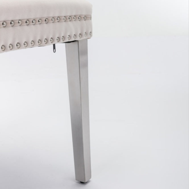 US Local High-end Tufted Solid Wood Contemporary Velvet Upholstered Dining Chair With Chrome Stainless Steel Plating Legs,Nailhead Trim,Set Of 2