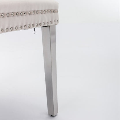 US Local High-end Tufted Solid Wood Contemporary Velvet Upholstered Dining Chair With Chrome Stainless Steel Plating Legs,Nailhead Trim,Set Of 2