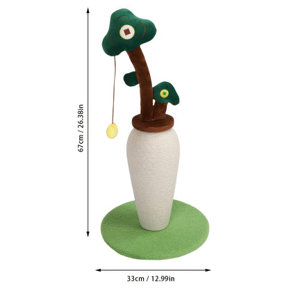 US Local Vertical Money Tree Cat Scratching Pole, Sisal Wear-Resistant Cat Scratching Column, Interactive Ball Track Spring Ball Cat Toy, Durable And Cute Sisal Cat Scratching Pole