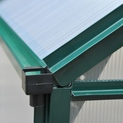 UK Local Outsunny 6 X 6ft Polycarbonate Greenhouse, Large Walk-In Green House With Slide Door And Window, Garden Plants Grow House With Aluminium Frame And Foundation, Dark Green