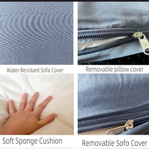 US Local Seven-Piece Sofa Set Table With Sofa Chair Black PE Rattan Outdoor Furniture 7-JH001 Box 3-1-2-3 With Blue Color Cushion