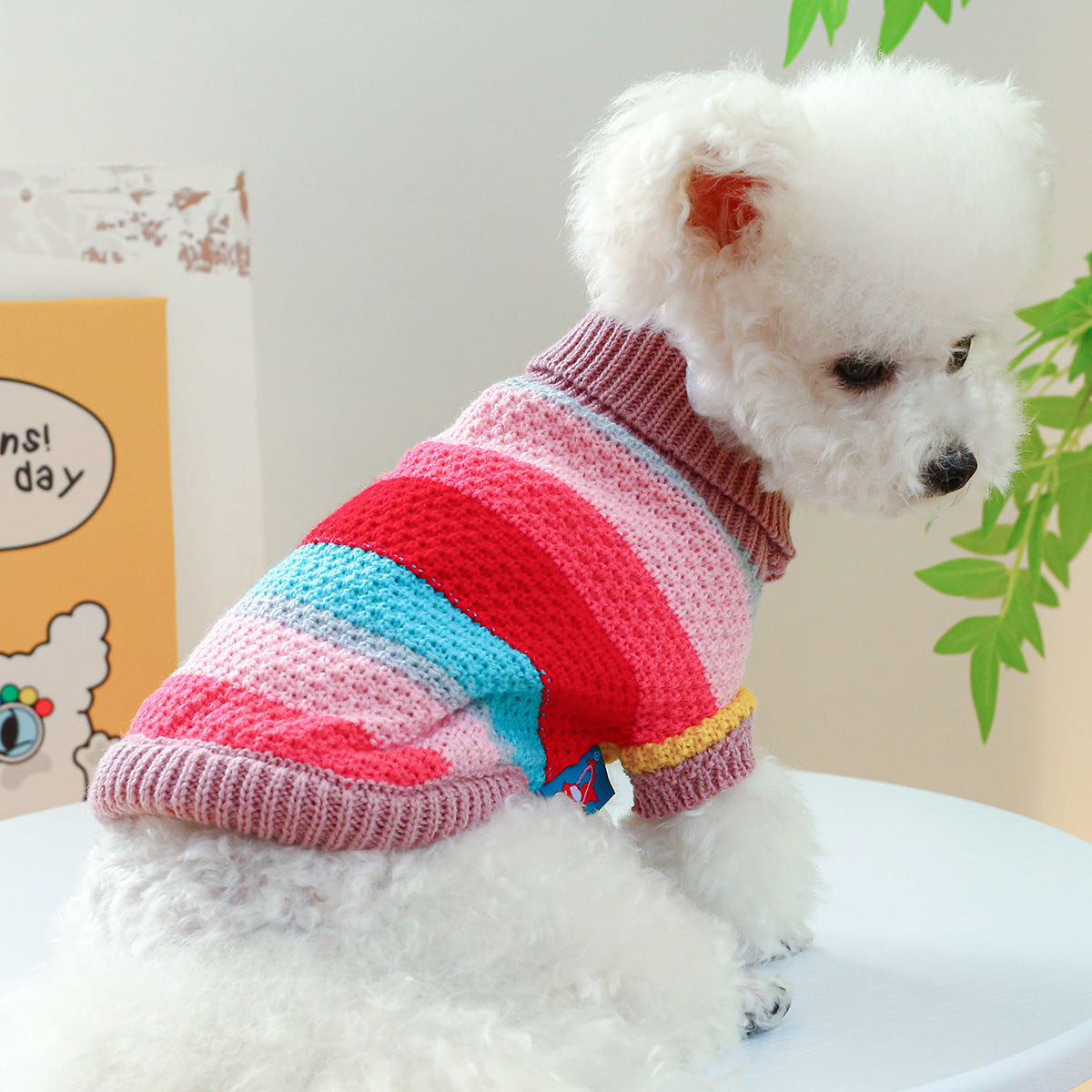 US Local Pet Ring Comfortable Color Stripes Colorful Sweater
