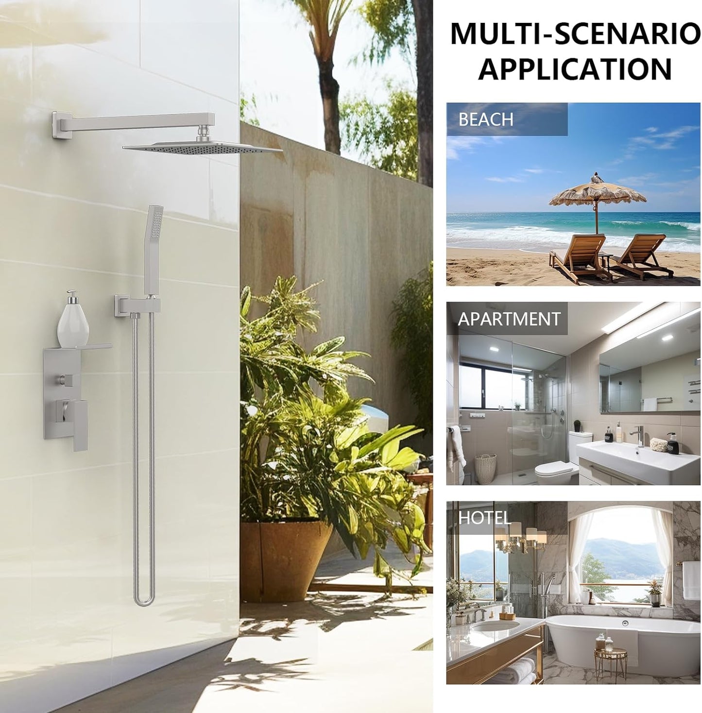 US Local Rainwater Shower System With Storage Rack, Unable To Ship On Weekends