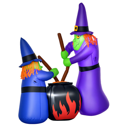 CA Local Outdoor Yard Colorful 5.5ft Blow Up Inflatable Halloween Two Old Witch And Magical Potions Decoration With LED For Indoor Outdoor House Party Display