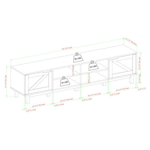 US Local Rustic Barndoor Open-Storage TV Stand For TVs Up To 80 Inches