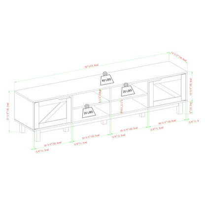 US Local Rustic Barndoor Open-Storage TV Stand For TVs Up To 80 Inches