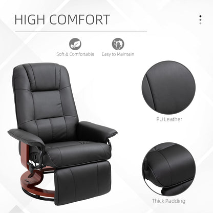 US Local Living Room Relaxation Black Faux Leather Swivel Recliner With Adjustable Footrest